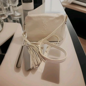 YSL Saint Laurent Lou Camera Shoulder Crossbody Handbag Small Size White Colour.