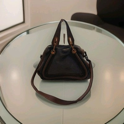 Chloe Paraty Brown Colour Crossbody Shoulder Handbag Suede Leather Large Size.