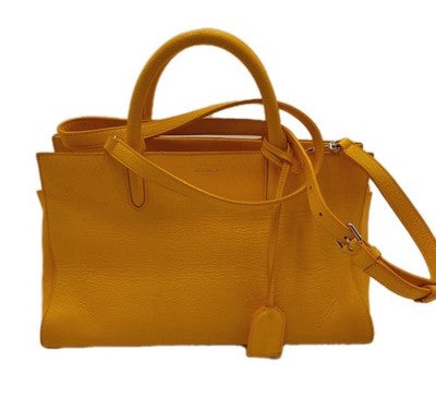 YSL Saint Laurent Cabas De Gauche Medium Yellow 2 Way Shoulder Lesther Handbag.