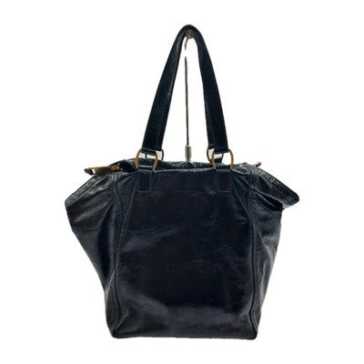 YSL Saint Laurent Downtown Large Size Tote Handbag Patent Leather Black .