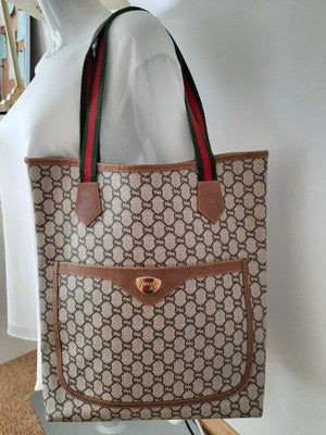 Gucci Cherry Supreme Plus Tote Shoulder Handbag PVC Medium Size. 