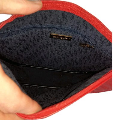 YSL Saint Laurent Rare Find Crossbody Handbag Red Colour Small Pebbled Leather .