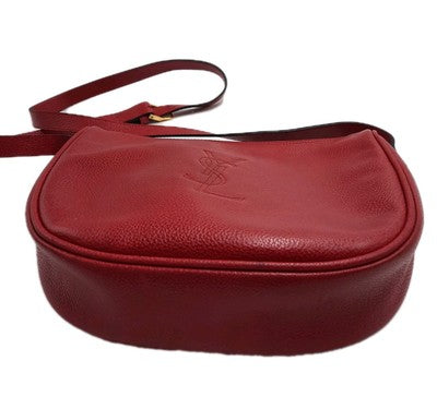 YSL Saint Laurent Rare Find Crossbody Handbag Red Colour Small Pebbled Leather .