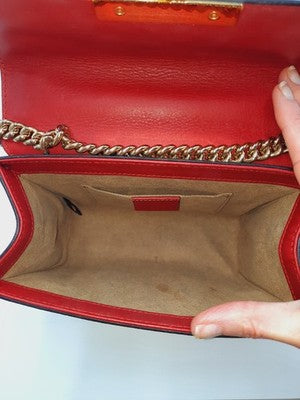 Gucci Supreme Padlock 2way Chain Strap Handbag Shoulder Bag PVC Leather Pink Red