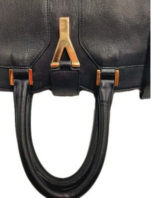 YSL Saint Laurent Baby Cabas Y Line Black 2 Way Shoulder Handbag Black Colour. 