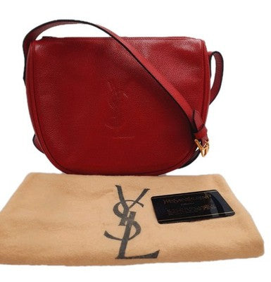 YSL Saint Laurent Rare Find Crossbody Handbag Red Colour Small Pebbled Leather .
