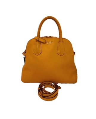 Prada Saffiano Leather Shoulder 2 Way Handbag Small Size Yellow Colour 💛