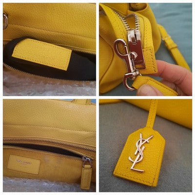 YSL Saint Laurent Cabas De Gauche Medium Yellow 2 Way Shoulder Lesther Handbag.