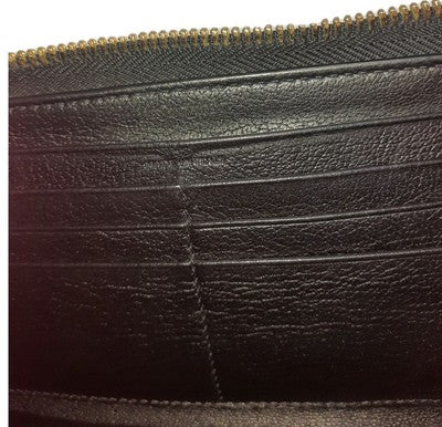 YSL Yves Saint Laurent Leather Zippy Zip Around Long Wallet Black Colour. 
