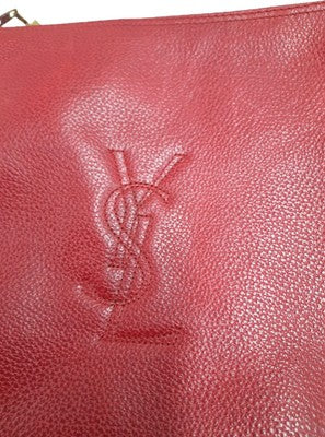 YSL Saint Laurent Rare Find Crossbody Handbag Red Colour Small Pebbled Leather .