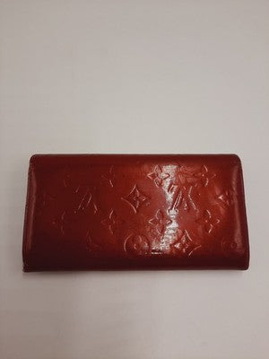 Louise Vuitton Vernis Monogram Long Wallet Red Colour Closure Button. 