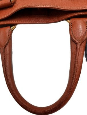 Prada Vitello Daino Shopping 2 Way Leather Handbag Large Size Rame Colour .