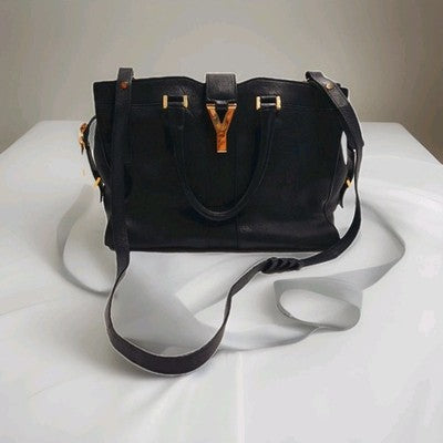 YSL Saint Laurent Baby Cabas Y Line Black 2 Way Shoulder Handbag Black Colour. 
