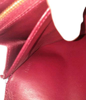Louise Vuitton Vernis Monogram Long Wallet Red Colour Closure Button. 
