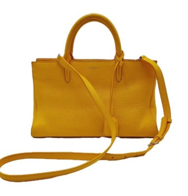 YSL Saint Laurent Cabas De Gauche Medium Yellow 2 Way Shoulder Lesther Handbag.