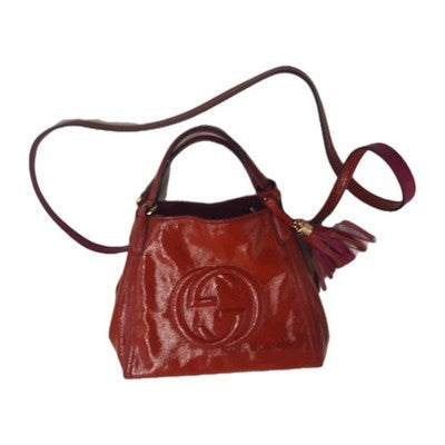 Gucci GG Soho Small Patent Leather Pink 2 Way Crossbody Shoulder Handbag.