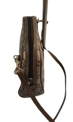 Gucci Supreme Plus Vintage Small PVC Leather Crossbody Shoulder Handbag Brown. 