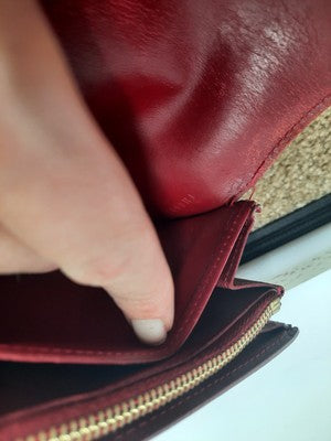 Louise Vuitton Vernis Monogram Long Wallet Red Colour Closure Button. 