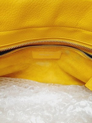 YSL Saint Laurent Cabas De Gauche Medium Yellow 2 Way Shoulder Lesther Handbag.