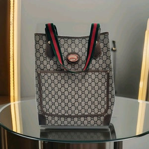 Gucci Cherry Plus Supreme  PVC  Vintage Tote Shoulder Handbag Medium Size. 