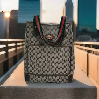 Gucci Cherry Plus Supreme  PVC  Vintage Tote Shoulder Handbag Medium Size. 