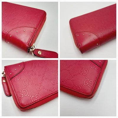 Gucci GG Diamante Long Wallet Zipper Around Pink Leather PVC.