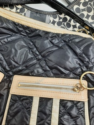  Coach 2 Set BULK Shoulder Handbags Leather, Nylon Quilted Black Great Deal .