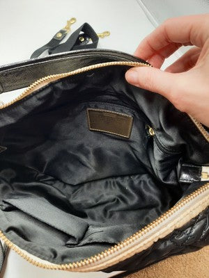  Coach 2 Set BULK Shoulder Handbags Leather, Nylon Quilted Black Great Deal .