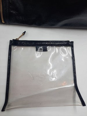YSL Saint Laurent Downtown Extra Large Size Tote Handbag Patent Leather Black .