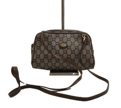 Gucci Supreme Plus Vintage Small PVC Leather Crossbody Shoulder Handbag Brown. 