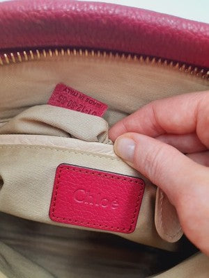 Chloe Paraty Bright Pink  Crossbody Shoulder Handbag Leather Large Size.