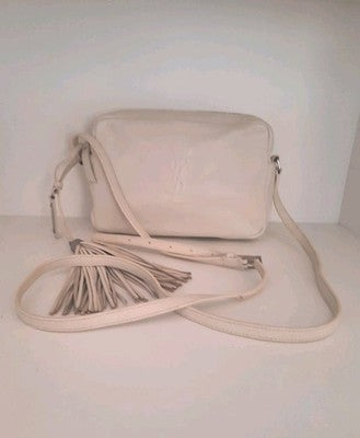 YSL Saint Laurent Lou Camera Shoulder Crossbody Handbag Small Size White Colour.