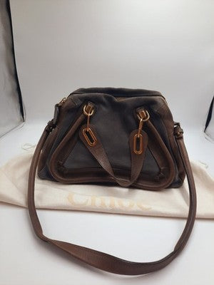 Chloe Paraty Brown Colour Crossbody Shoulder Handbag Suede Leather Large Size.