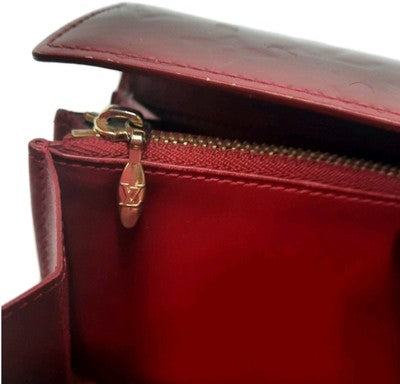Louise Vuitton Vernis Monogram Long Wallet Red Colour Closure Button. 