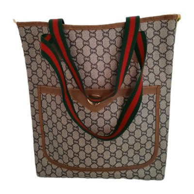 Gucci Cherry Supreme Plus Tote Shoulder Handbag PVC Medium Size. 