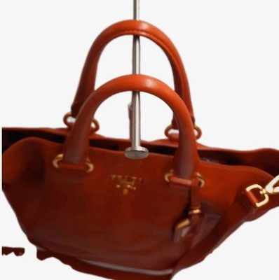 Prada Vitello Daino Shopping 2 Way Leather Handbag Large Size Rame Colour .