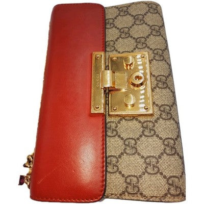 Gucci Supreme Padlock 2way Chain Strap Handbag Shoulder Bag PVC Leather Pink Red