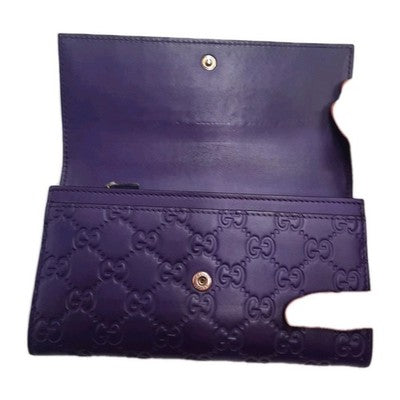 Gucci Women's Signature Leather Long Wallet Closure Button Purple Colour 💜. 