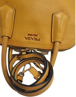 Prada Saffiano Leather Shoulder 2 Way Handbag Small Size Yellow Colour 💛