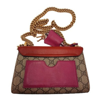 Gucci Supreme Padlock 2way Chain Strap Handbag Shoulder Bag PVC Leather Pink Red