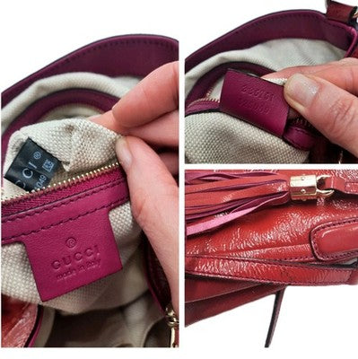 Gucci GG Soho Small Patent Leather Pink 2 Way Crossbody Shoulder Handbag.