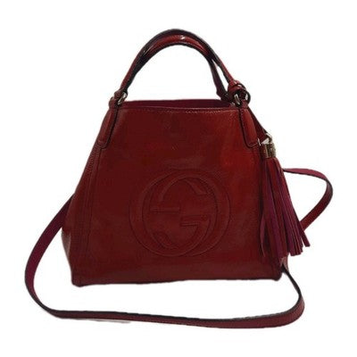 Gucci GG Soho Small Patent Leather Pink 2 Way Crossbody Shoulder Handbag.