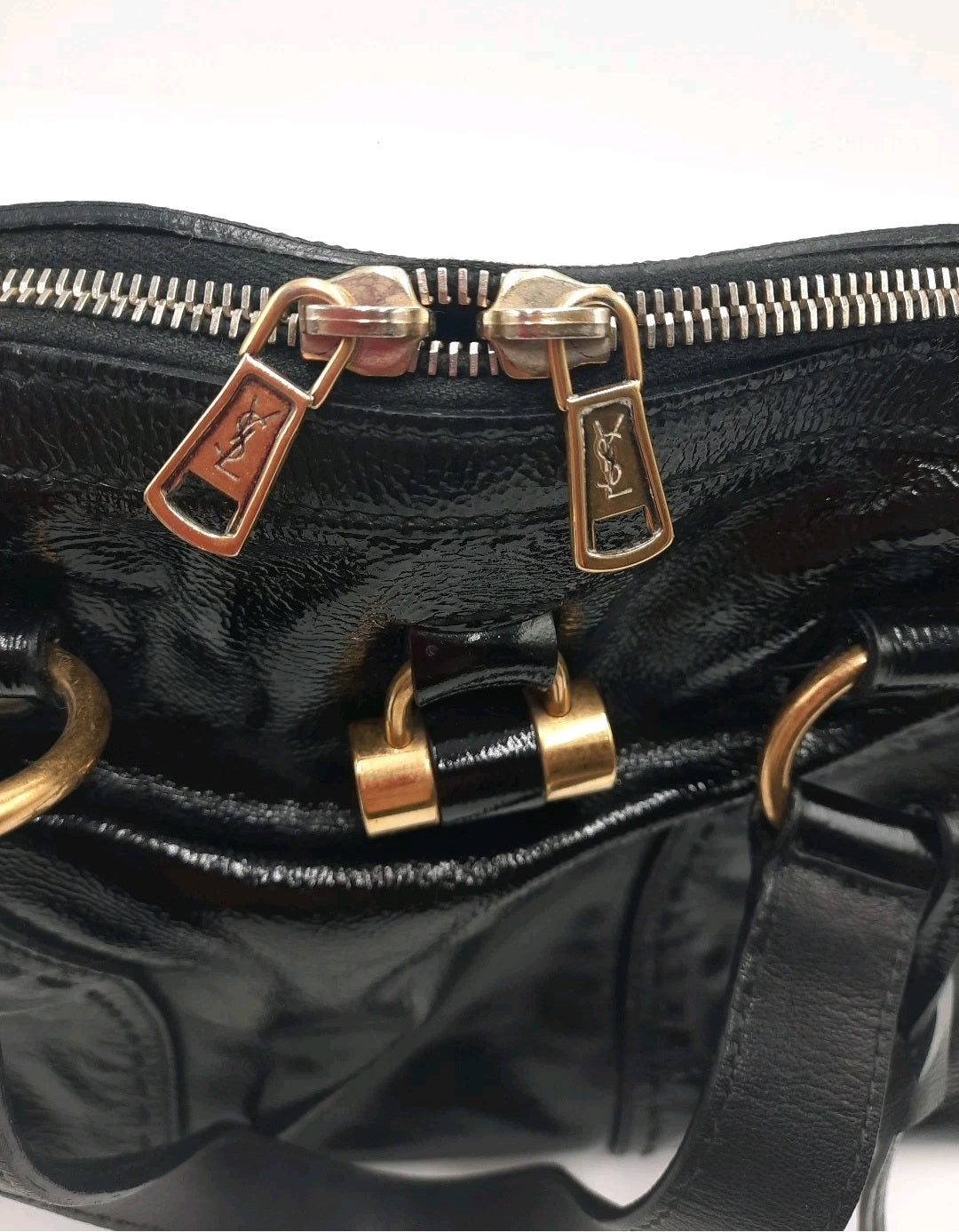 YSL Saint Laurent Muse Tote Patent Leather Handbag Large Black Color. SASHAANT