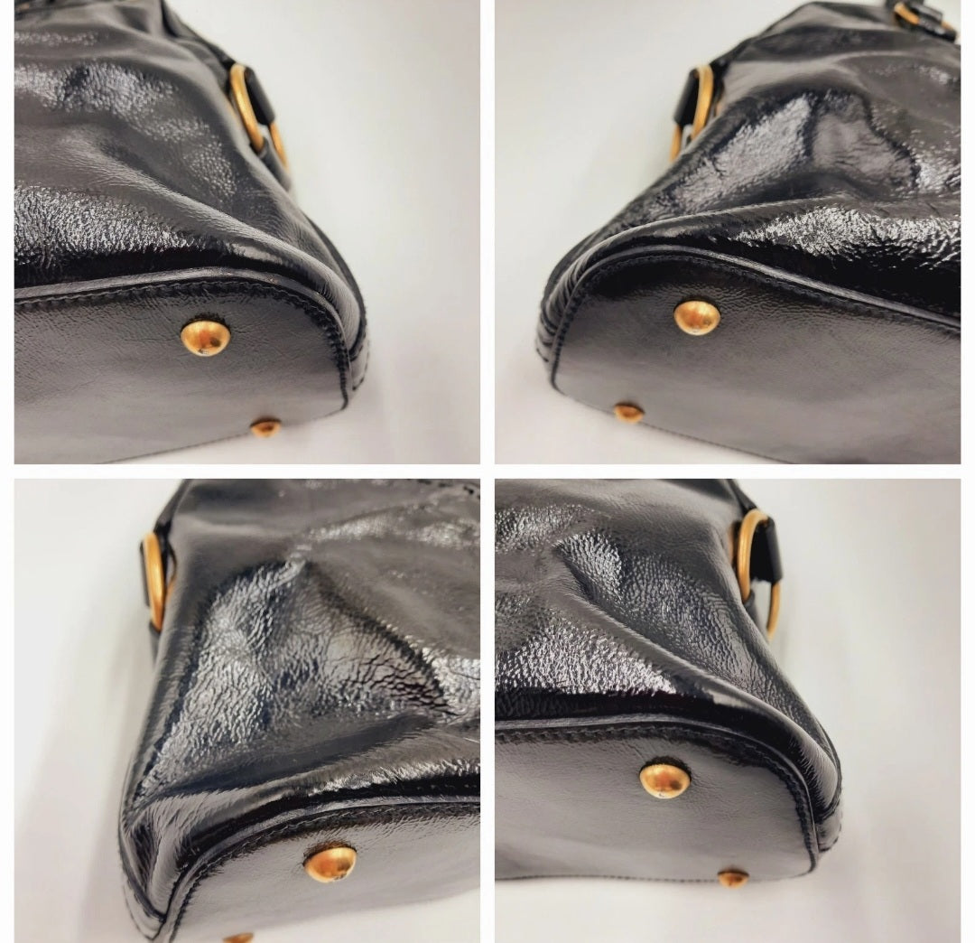 YSL Saint Laurent Muse Tote Patent Leather Handbag Large Black Color. SASHAANT
