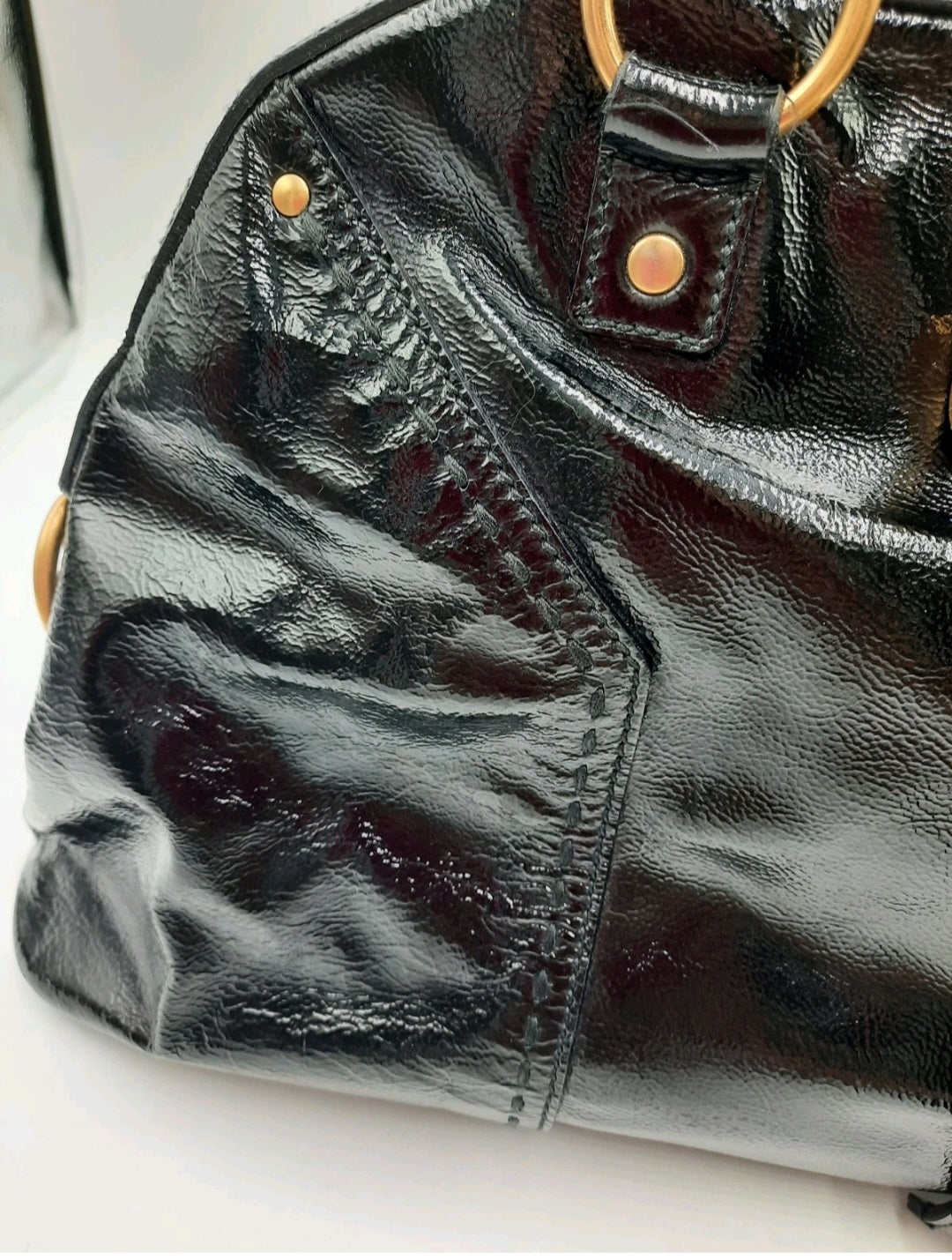 YSL Saint Laurent Muse Tote Patent Leather Handbag Large Black Color. SASHAANT