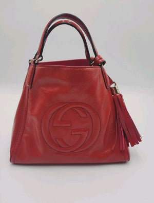 Gucci GG Soho Small Patent Leather Pink 2 Way Crossbody Shoulder Handbag. Gucci