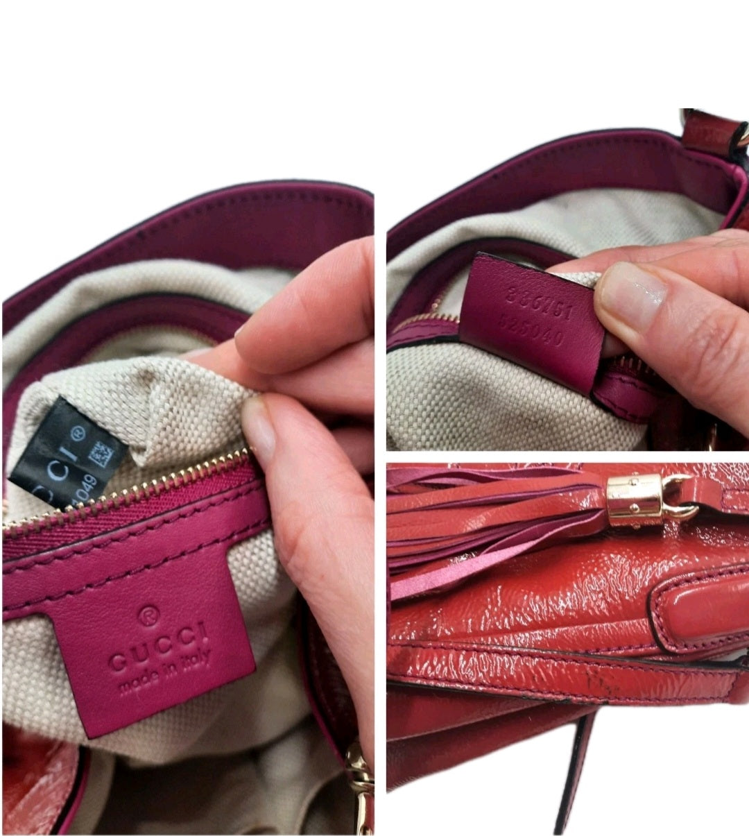 Gucci GG Soho Small Patent Leather Pink 2 Way Crossbody Shoulder Handbag. Gucci