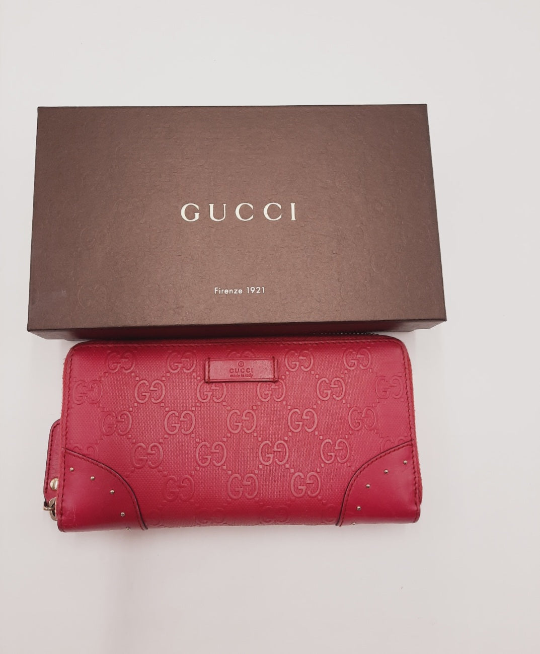 Gucci GG Diamante Long Wallet Zipper Around Pink Leather PVC. Gucci