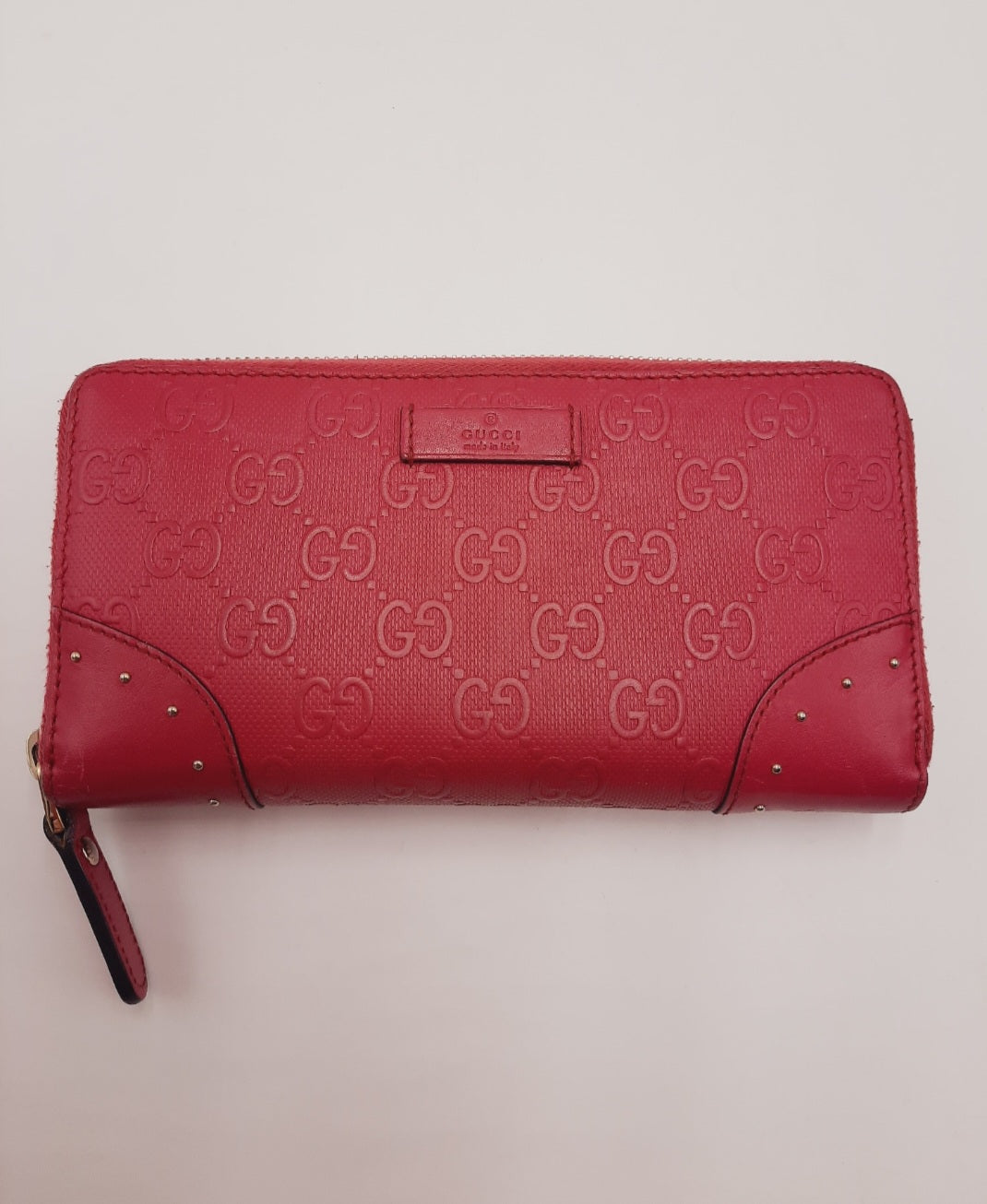 Gucci GG Diamante Long Wallet Zipper Around Pink Leather PVC. Gucci