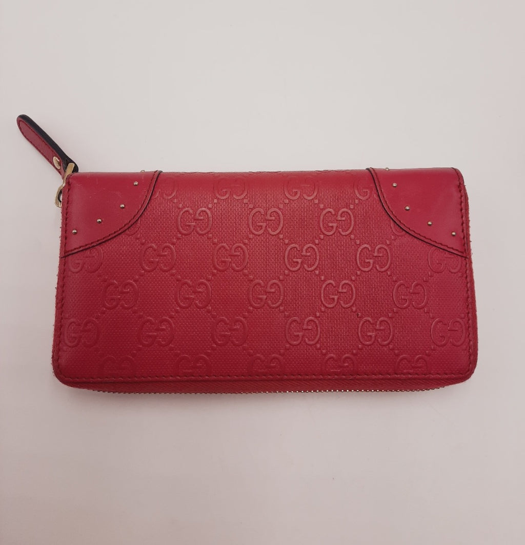 Gucci GG Diamante Long Wallet Zipper Around Pink Leather PVC. Gucci